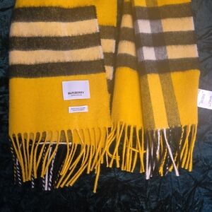 Burberry Mustard and Black Checkered Scarf